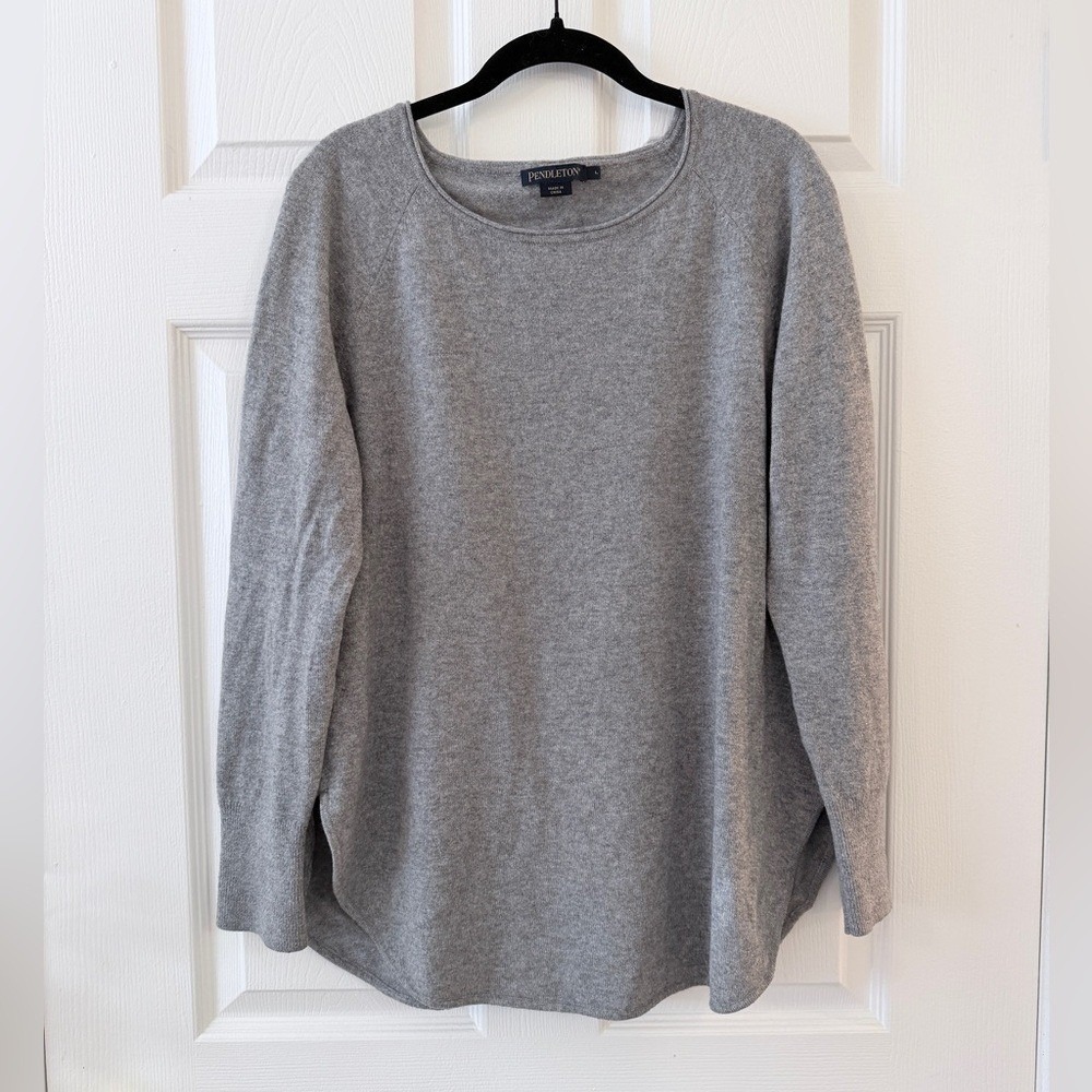 Pendleton 100% Cashmere Gray Long Sleeve Lightweight Sweater - Women's L